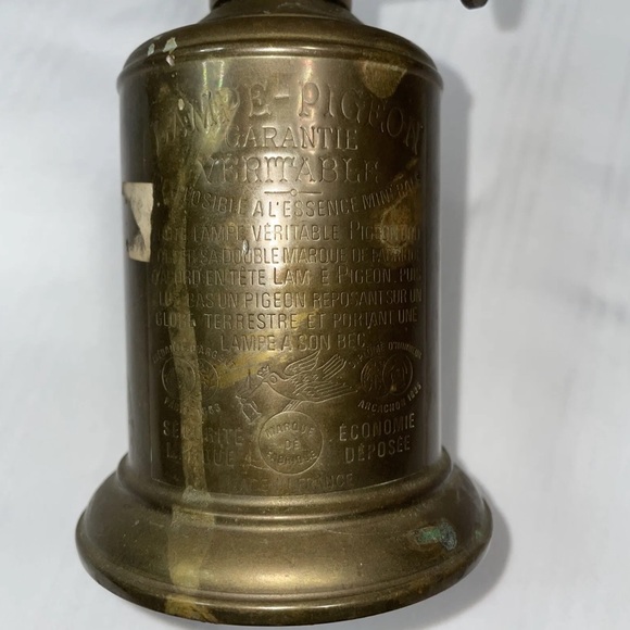 Antique French Lampe Pigeon oil lamp - Picture 8 of 11